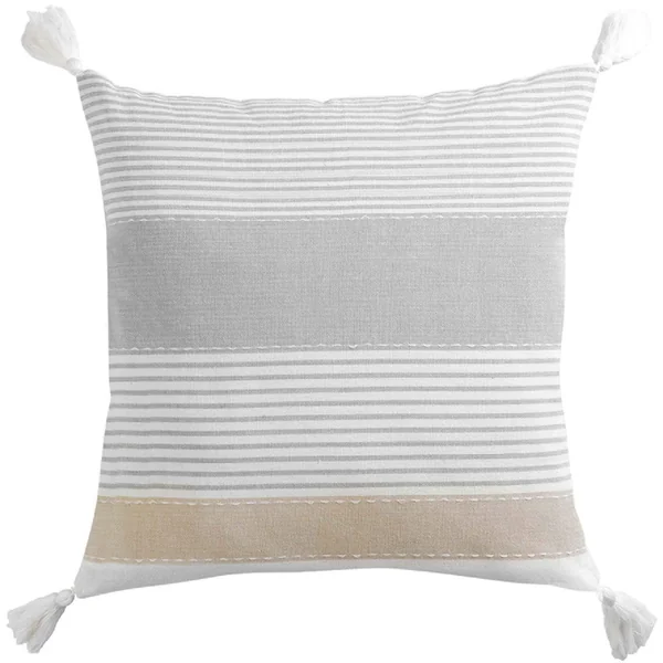 Coussin déhoussable coton ILIADE avec pompons 60x60cm