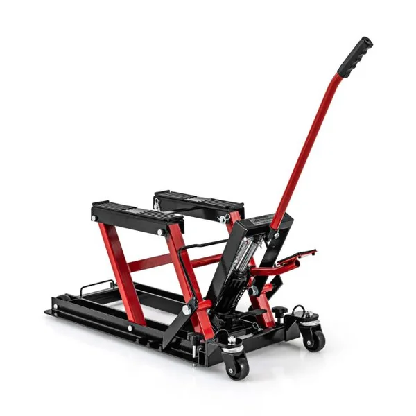 Cric Hydraulique pour Moto Capacité de 680 kg Table Élévatrice Moto Plateforme Réglable en Hauteur sur 3 Niveaux Noir