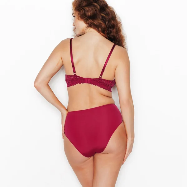 CULOTTE HAUTE MICRO DENTELLE BORDEAUX
