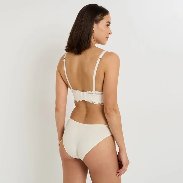 CULOTTE MICROFIBRE ET DENTELLE ECRU