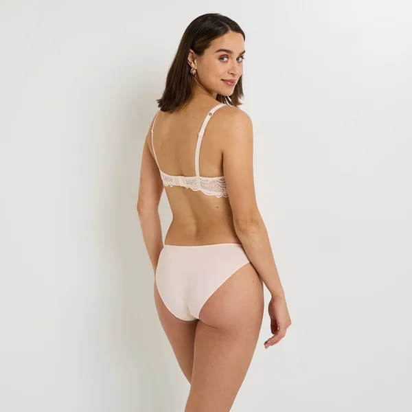 CULOTTE MICROFIBRE ET DENTELLE POUDRE