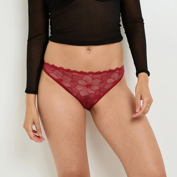 CULOTTE OUVERTE DOS DENTELLE ROUGE