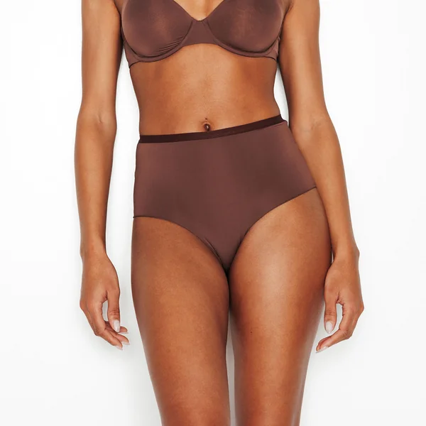 CULOTTE TAILLE HAUTE MICROFIBRE MARRON
