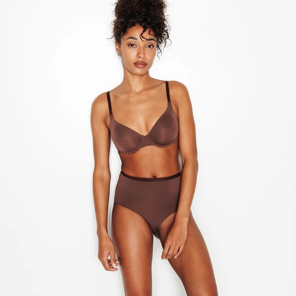 CULOTTE TAILLE HAUTE MICROFIBRE MARRON
