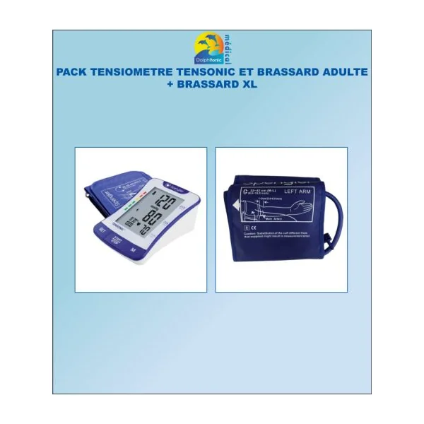DOLPHI PACK TENSIOMETRE TENSONIC ET BRASSARD ADULTE + BRASSARD XL