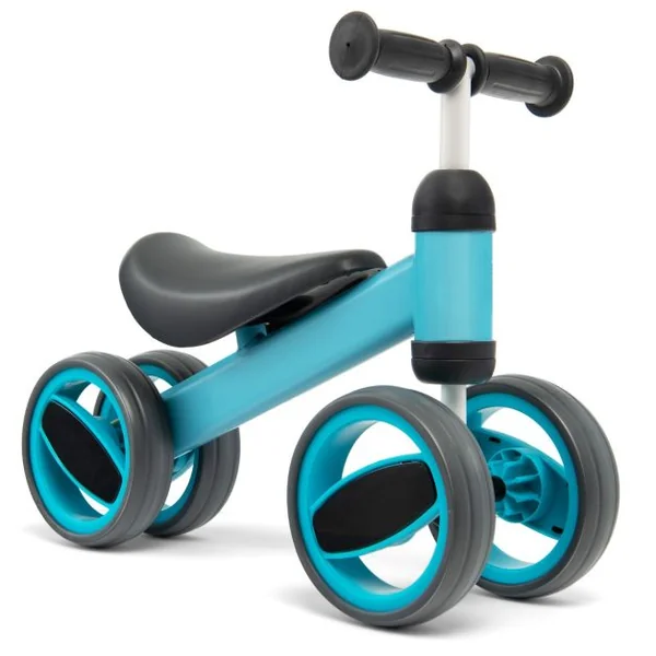 Draisienne Bébé Vélo d'Équilibre sans Pédal - 4 Roues Cadeau de Premier Anniversaire Noel pour Enfant 1 à 2 ans Bleu