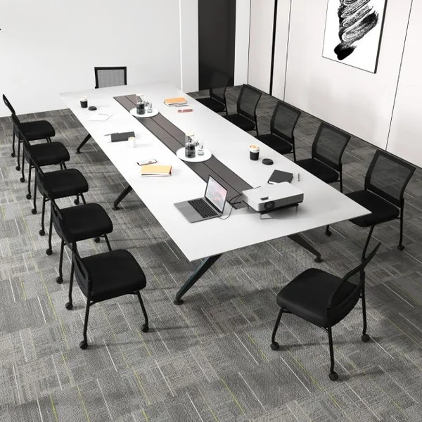 Ensemble de 2 Chaises de Salle d'Attente Sans Accoudoirs à Roulettes Dossier en Maille Empilables Siège Rembourré Chaises en Maille Noir