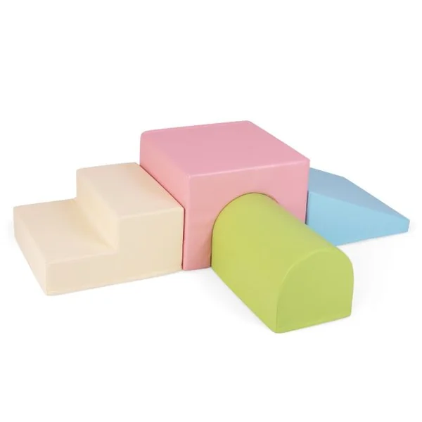Ensemble de Blocs en Mousse pour Grimper et Ramper pour Bébé Ensemble de Structures de Blocs de Construction Doux Rose/Rouge/Violet