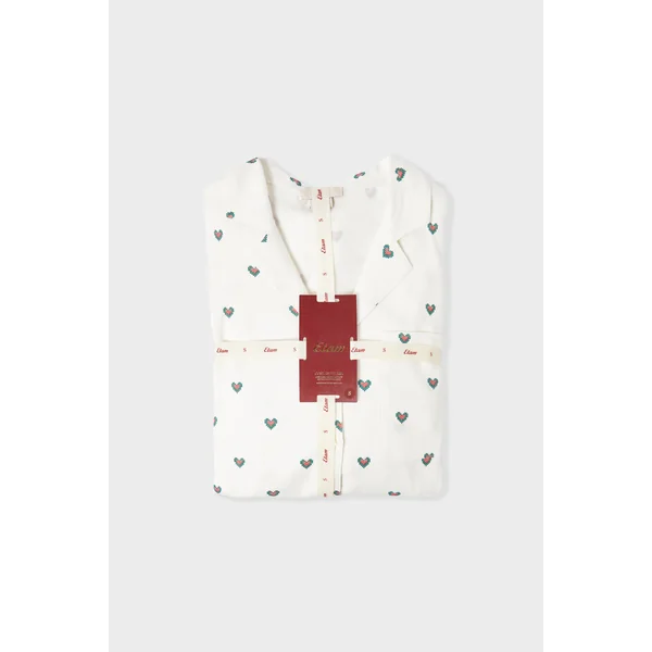 Ensemble de pyjama 2 pièces à motif coeur en coton flanelle