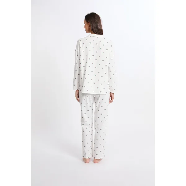 Ensemble de pyjama 2 pièces à motif coeur en coton flanelle