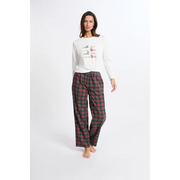 Ensemble de pyjama 3 pièces à carreaux et imprimé teckel