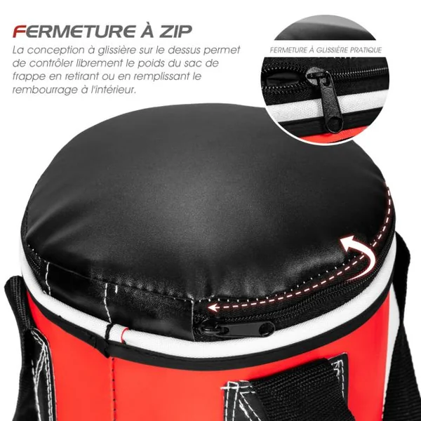 Ensemble de Sac de Frappe Enfants 60cm avec Gants de Boxe Bandages Sac de Rangement Entraînement au Karaté Taekwondo Noir