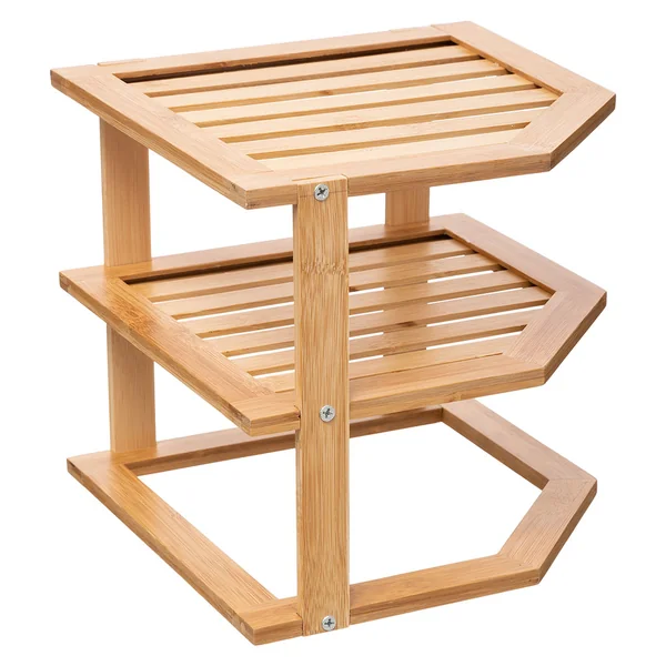 Etagère d'angle 2 niveau bambou 25.4x23x25.4cm