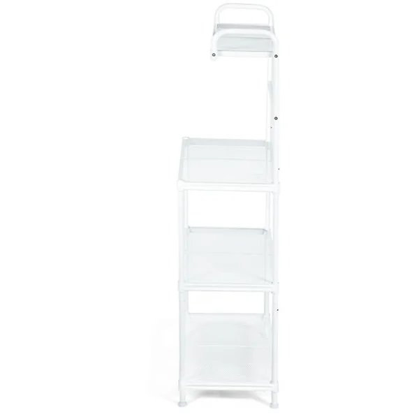 Etagère de Cuisine à 4 Niveaux Multifonctionnelle 60 x 34,5 x 136 CM Pieds Réglables Gris/Blanc/Noir