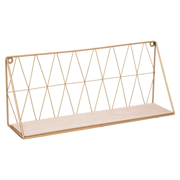 Etagère murale filaire dorée 48x20cm