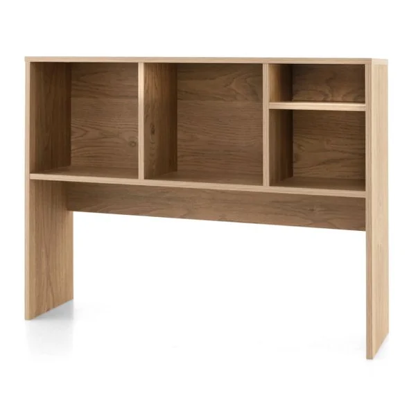 Etagère à Poser sur le Bureau Etagère de Rangement de Comptoir avec 4 Compartiments et Compartiment Arrière Ouvert Blanc/Naturel