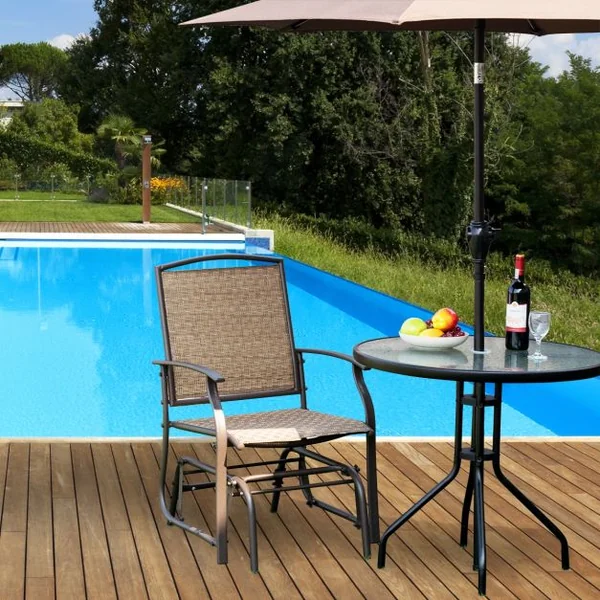 Fauteuil à Bascule Chaise à Bascule pour Jardin en Textilène Cadre en Acier Charge Max.150KG