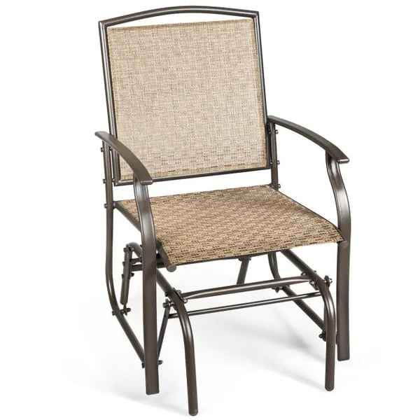 Fauteuil à Bascule Chaise à Bascule pour Jardin en Textilène Cadre en Acier Charge Max.150KG