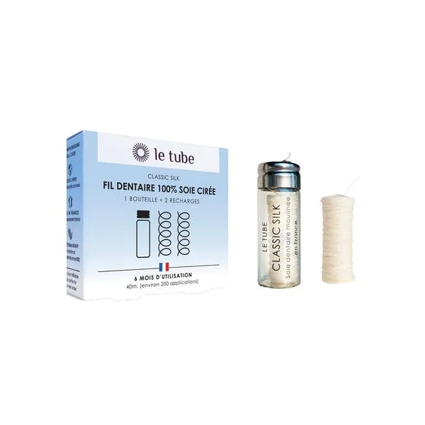 Fil dentaire 100% soie cirée (2) (1 bouteille + 2 recharges)