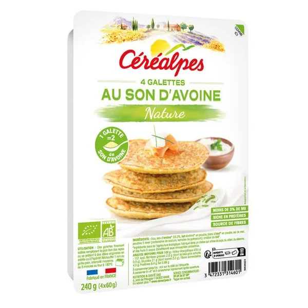 Galette son d'avoine nature 4x60g