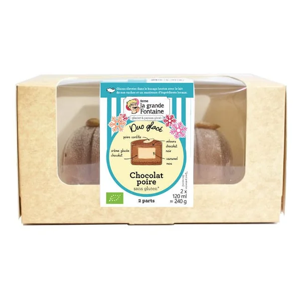 Gâteau glacé chocolat poire SG 2x120g