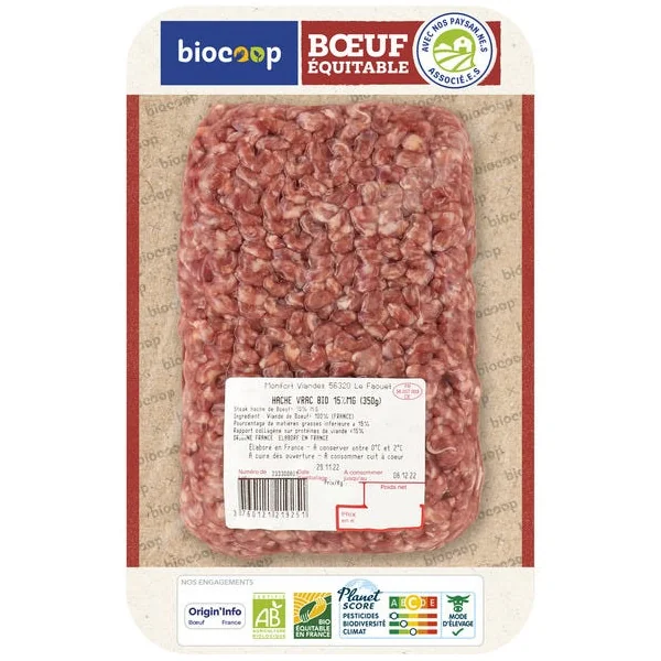 Haché vrac boeuf 15% MG 350g