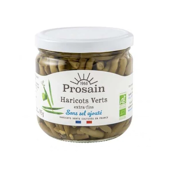 Haricots verts bio sans sel 345g – Prosain