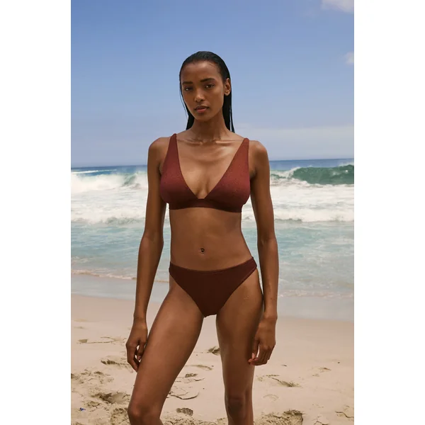 Haut de maillot de bain triangle pailleté avec pads amovibles