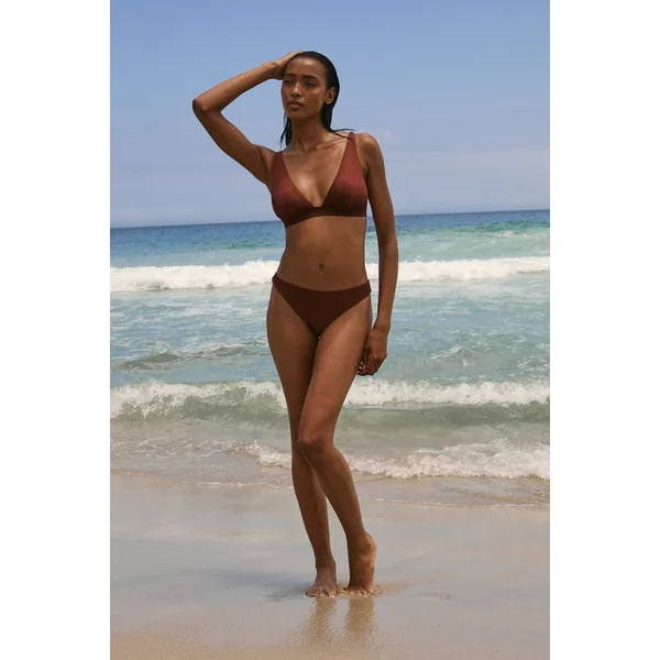 Haut de maillot de bain triangle pailleté avec pads amovibles