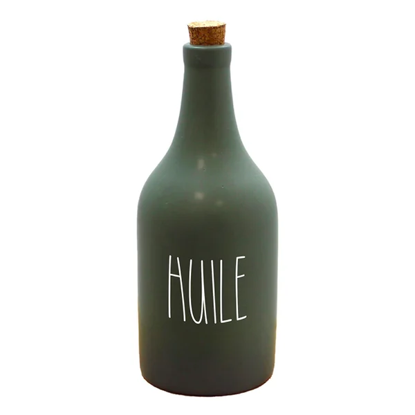 Huilier céramique et bouchon liège vert D 7.5x19cm