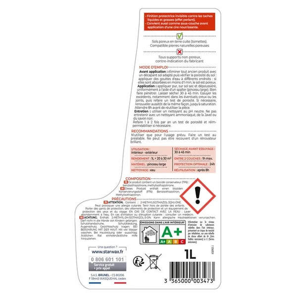 Imperméabilisant pour terre cuite poreuse 1L