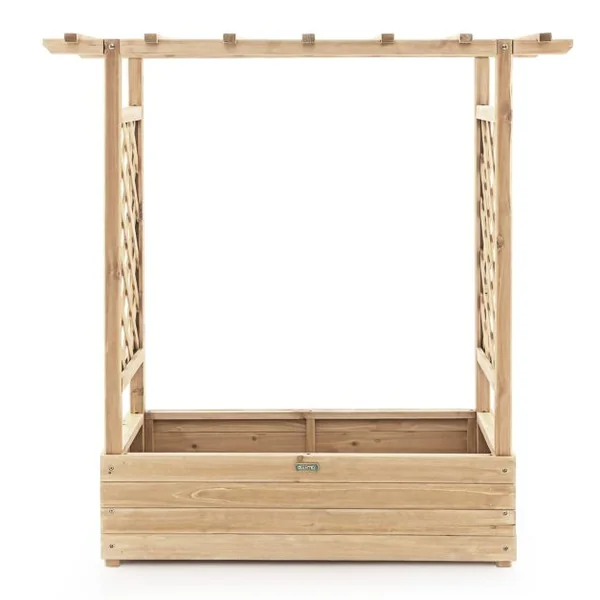 Jardinière avec Treillis Latéraux et Toit Suspendu Bois Sapin Pré-huilé 110x44x113,5 CM Bac à Fleurs avec Trou de Drainage Orange/Natural/Café