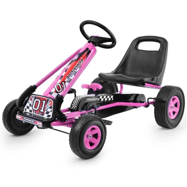 Kart à Pédales pour Enfant et Véhicule d’Enfants à l'Extérieur Jouet avec Siège Ajustable 4 Roules Vert/Rouge/Bleu/Rose