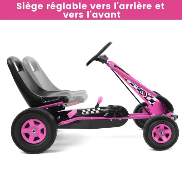 Kart à Pédales pour Enfant et Véhicule d’Enfants à l'Extérieur Jouet avec Siège Ajustable 4 Roules Vert/Rouge/Bleu/Rose