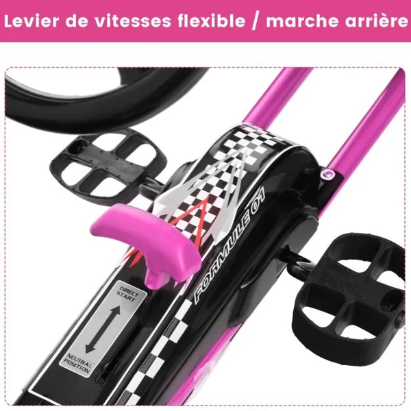 Kart à Pédales pour Enfant et Véhicule d’Enfants à l'Extérieur Jouet avec Siège Ajustable 4 Roules Vert/Rouge/Bleu/Rose