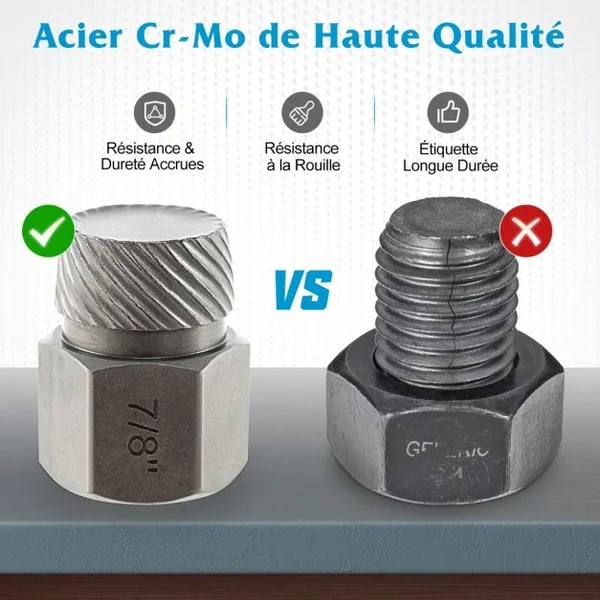 Kit de 27 PCS Extracteur de Vis et Boulons à Double Tête Entraînement 3/8 " Extracteur à Tête Hexagonale et Multi-Cannelures Bleu/Orange
