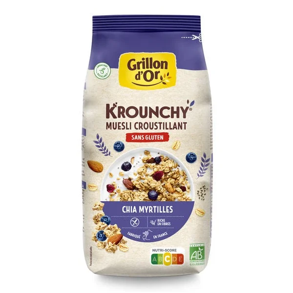 Krounchy chia myrtille avoine sans gluten 500g