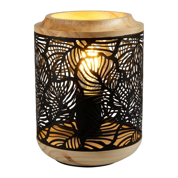 Lampe à poser MINHY bois et métal noir 15.5x21cm
