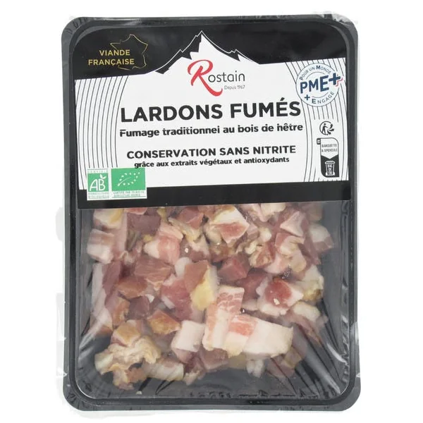 Lardons fumés Fumage traditionnel au bois de hêtre CSN 150g