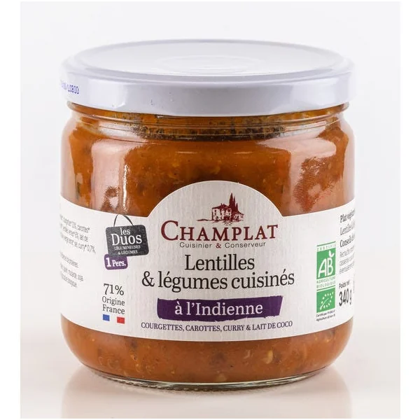 Lentilles et légumes à l'indienne 340g