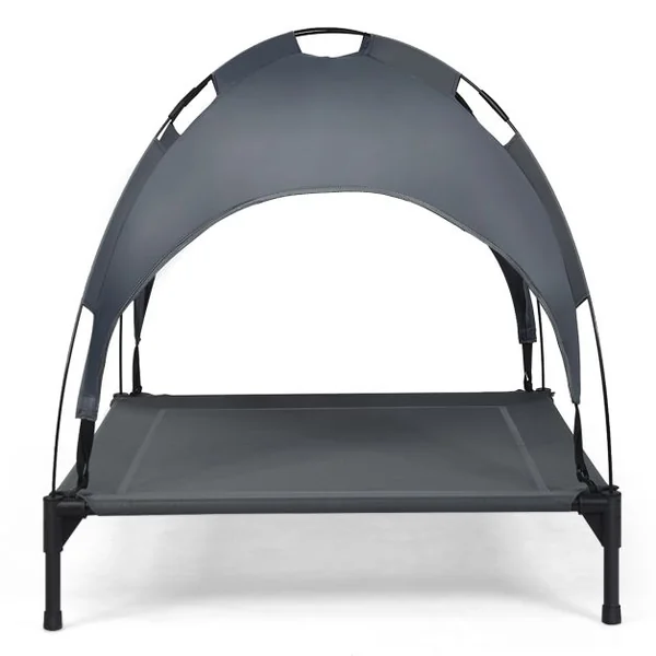 Lit pour Chien sur Pieds Cadre en Acier Robuste Utilisable à l'Intérieur et l'Extérieur 90 X 81 X 86 CM/105 X 87 X 89 CM
