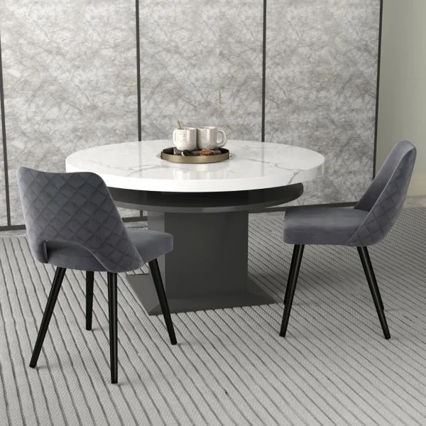 Lot de 2 Chaises de Salle à Manger Rembourrées avec Coussin en Eponge Haute Densité Repose-pieds Réglables Capacité 150 kg Gris
