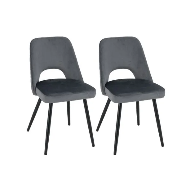 Lot de 2 Chaises de Salle à Manger Rembourrées avec Coussin en Eponge Haute Densité Repose-pieds Réglables Capacité 150 kg Gris