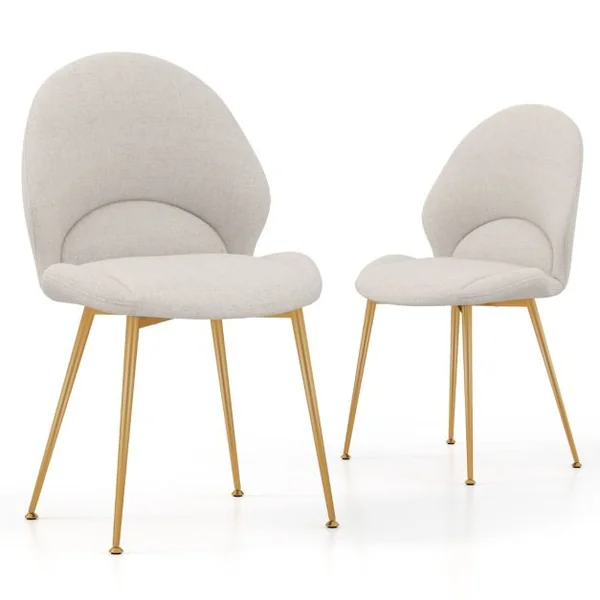 Lot de 2 Chaises de Salle à Manger Rembourrées Dossier Incurvé Siège Large Repose-pieds Réglables Sans Accoudoirs Capacité 150 Kg Gris Clair