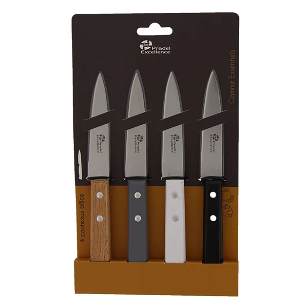 Lot de 4 couteaux d'office manche bois - PRADEL EXCELLENCE