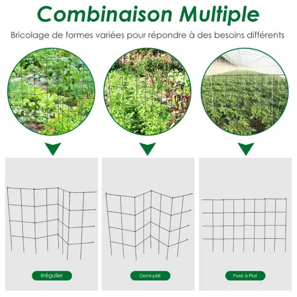Lot de 4 Treillis à Tomates de Jardin pour Plantes Grimpantes Piquets de Support en Métal Résistant à la Rouille 40 x 40 x 100 cm