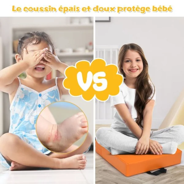Lot de 6 Coussins de Chaise pour Enfant avec Poignées Coussins D'assise Carrés 38 x 38CM Multicolores/Couleurs Morandis