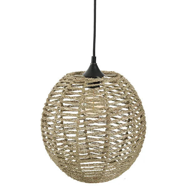 Luminaire suspendu boule tressée en rotin H 35cm
