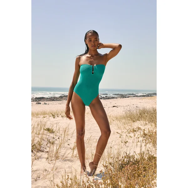 Maillot de bain 1 pièce extensible avec bijou métallique