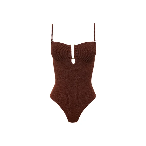 Maillot de bain 1 pièce extensible avec bijou métallique
